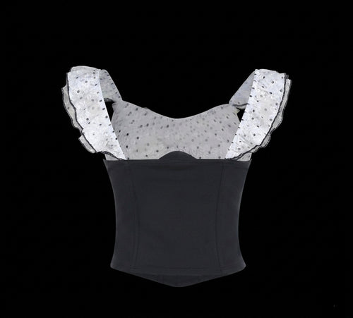 Women's Polka-Dot Patchwork Waist-Cinching Top